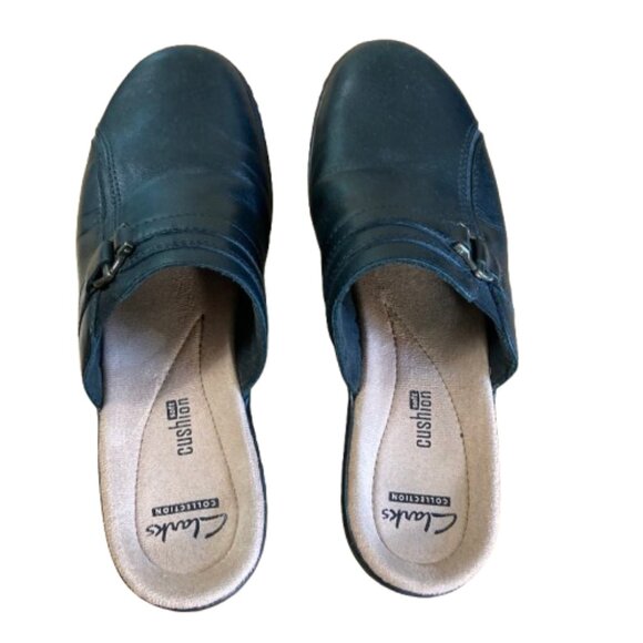 Clarks Collection Leather Slip On Clogs Black Hayla Marina Comfort Soles sz 8 - Picture 7 of 9